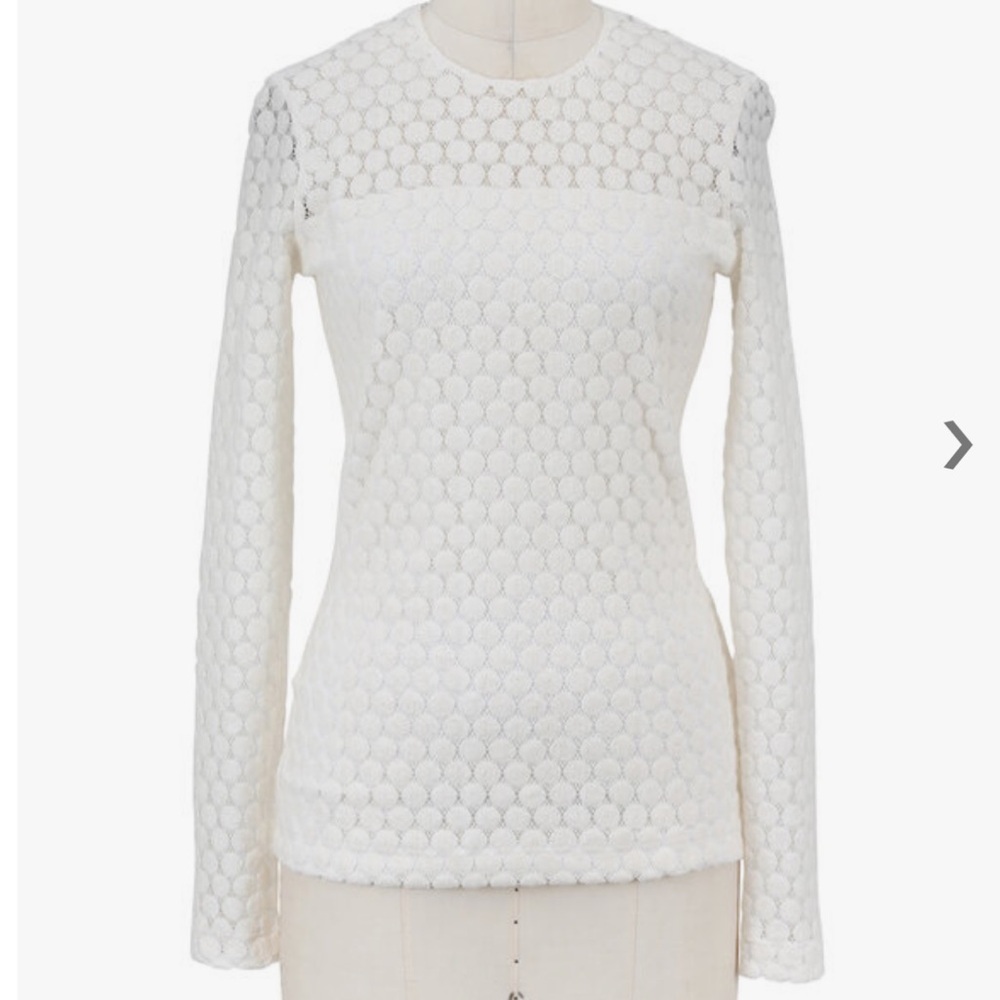 AKRIS PUNTO Cream Stretch Cotton Dot Top Size 4